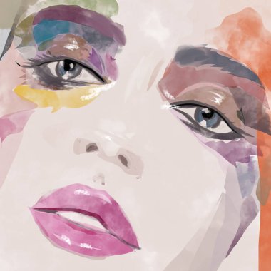 Moda resimli kadın portresi