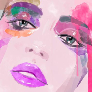 Moda resimli kadın portresi