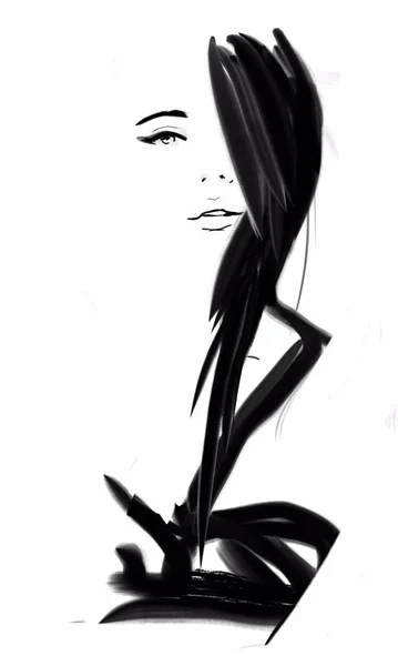 Fashion Illustration Woman Portrait — Stock Photo, Image