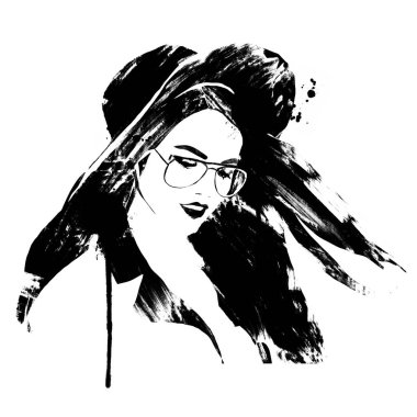 Güzel el çizimi moda bir kadının tasviri