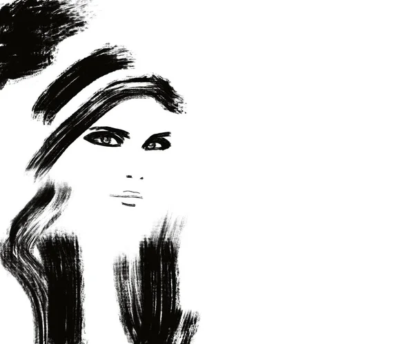 Милая Девушка Моды Женщина Красивыми Волосами Кожей Иллюстрация Баннера Рекламы — стоковое фото