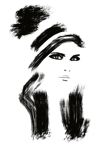 美しい髪と肌を持つかわいいファッションの女の子や女性 美容広告のバナーのためのイラスト — ストック写真