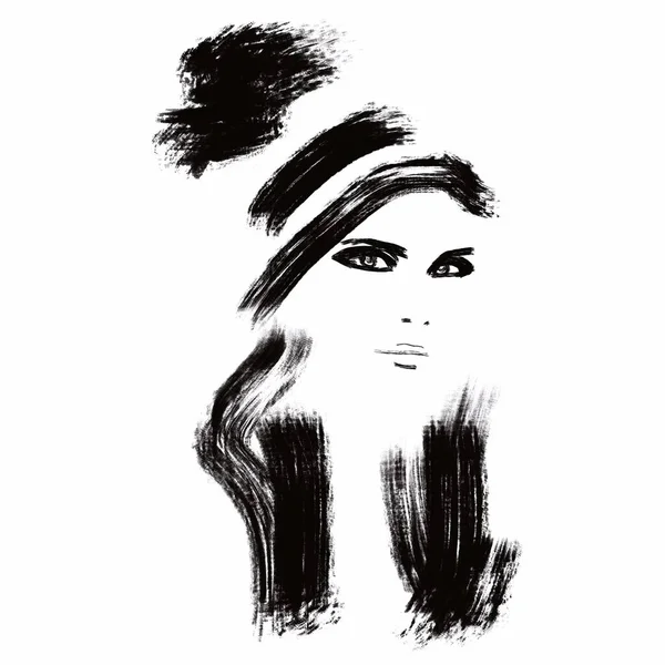 Mignonne Fille Mode Femme Avec Beaux Cheveux Peau Illustration Pour — Photo