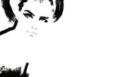 Güzel saçı ve teni olan güzel bir moda kızı ya da kadın güzellik reklamı için bir illüstrasyon.