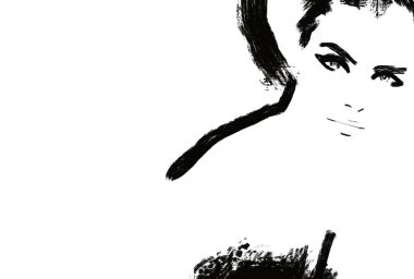 Güzel saçı ve teni olan güzel bir moda kızı ya da kadın güzellik reklamı için bir illüstrasyon.