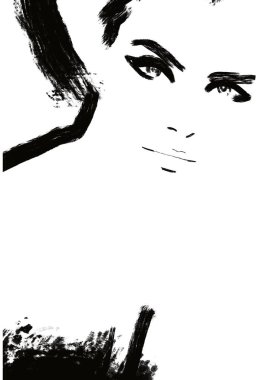 Güzel saçı ve teni olan güzel bir moda kızı ya da kadın güzellik reklamı için bir illüstrasyon.