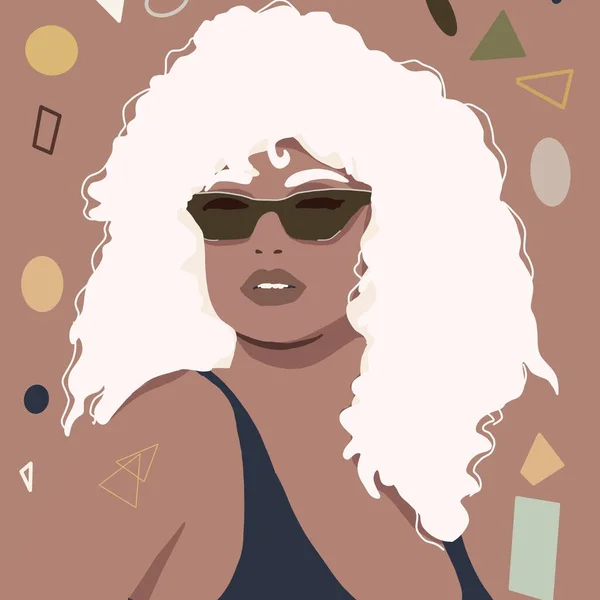 Güzel saçı ve teni olan güzel bir moda kızı ya da kadın güzellik reklamı için bir illüstrasyon.