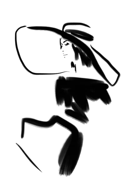 Résumé Illustration Mode Femme Avec Grand Chapeau — Photo