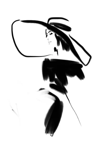 Résumé Illustration Mode Femme Avec Grand Chapeau — Photo