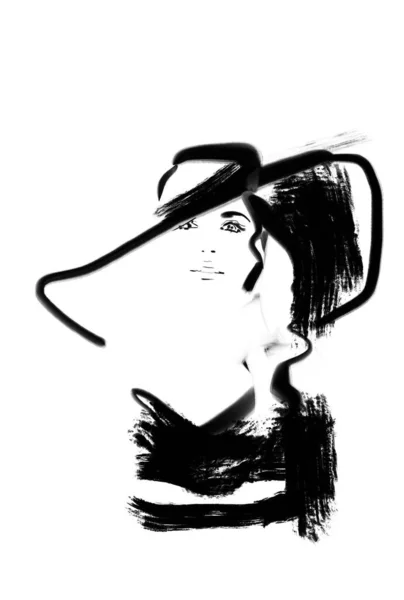 Черно Белая Иллюстрация Моды Винтажное Искусство Рисунок Мбаппе — стоковое фото