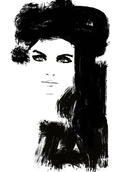 Black White Fashion Illustration Vintage Art Hand Drawn Sketch — Stock Photo, Image