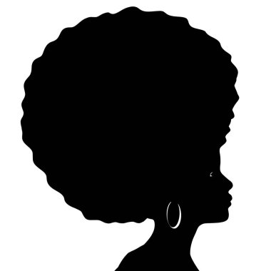 Afro saçlı kadın, resimli siluet.