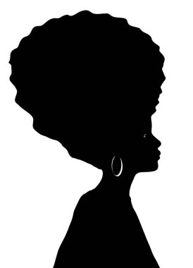 Afro saçlı kadın, resimli siluet.