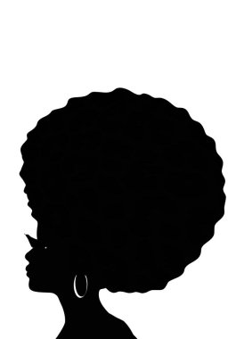 Afro saçlı kadın, resimli siluet.