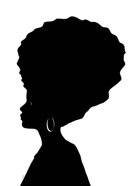 アフロヘア女性 イラストのシルエット — ストック写真