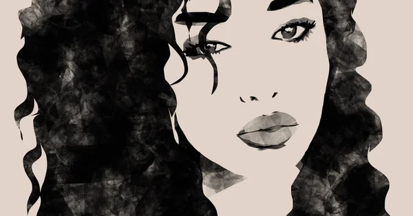 Afro saçlı kadın. Şirin siyah Afrikalı kadın. Sevimli siyah moda kızı yaşam tarzı çizimi