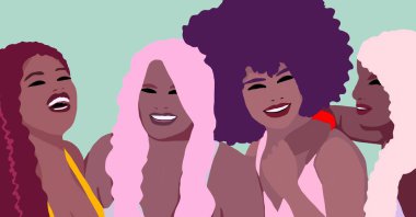 Siyahi kadın yaşam tarzı çizimi. Afrikalı moda kızı