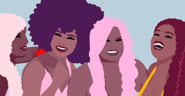 Siyahi kadın yaşam tarzı çizimi. Afrikalı moda kızı