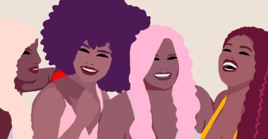Siyahi kadın yaşam tarzı çizimi. Afrikalı moda kızı