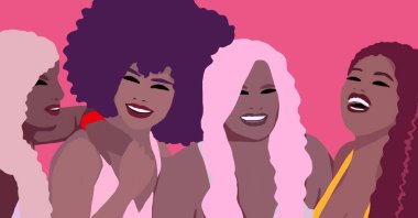 Siyahi kadın yaşam tarzı çizimi. Afrikalı moda kızı
