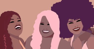 Siyahi kadın yaşam tarzı çizimi. Afrikalı moda kızı