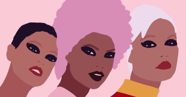 Siyahi kadın yaşam tarzı çizimi. Afrikalı moda kızı