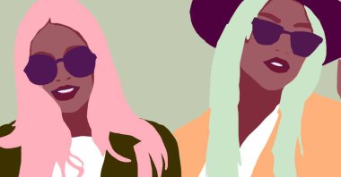 Siyahi kadın yaşam tarzı çizimi. Afrikalı moda kızı