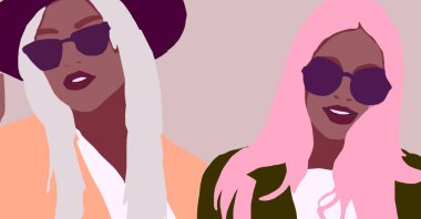 Siyahi kadın yaşam tarzı çizimi. Afrikalı moda kızı