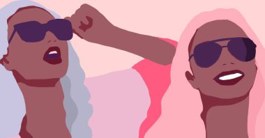 Siyahi kadın yaşam tarzı çizimi. Afrikalı moda kızı