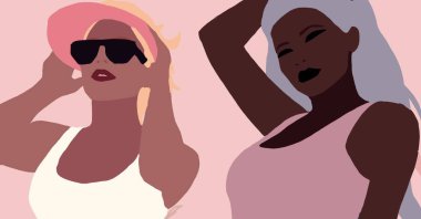 Siyahi kadın yaşam tarzı çizimi. Afrikalı moda kızı