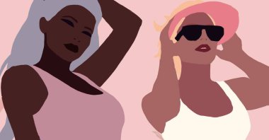 Siyahi kadın yaşam tarzı çizimi. Afrikalı moda kızı