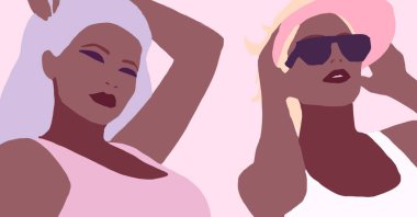 Siyahi kadın yaşam tarzı çizimi. Afrikalı moda kızı