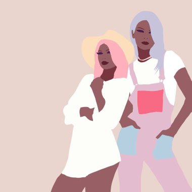 Siyahi kadın yaşam tarzı çizimi. Afrikalı moda kızı