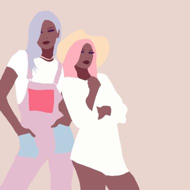 Siyahi kadın yaşam tarzı çizimi. Afrikalı moda kızı