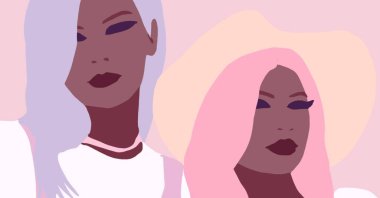 Siyahi kadın yaşam tarzı çizimi. Afrikalı moda kızı