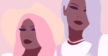 Siyahi kadın yaşam tarzı çizimi. Afrikalı moda kızı