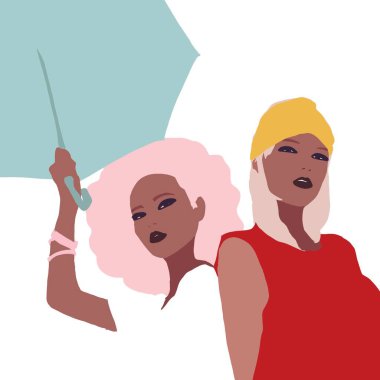 Siyahi kadın yaşam tarzı çizimi. Afrikalı moda kızı