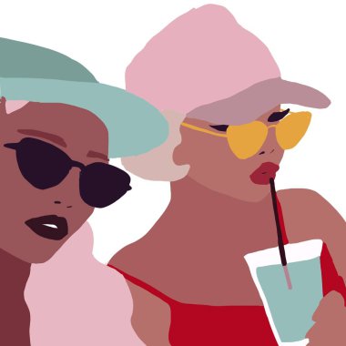 Siyahi kadın yaşam tarzı çizimi. Afrikalı moda kızı