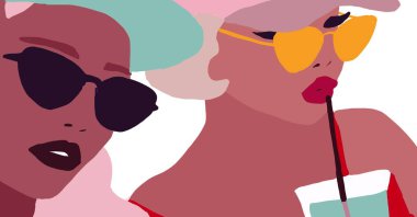 Siyahi kadın yaşam tarzı çizimi. Afrikalı moda kızı