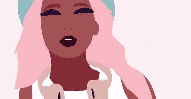 Siyahi kadın yaşam tarzı çizimi. Afrikalı moda kızı