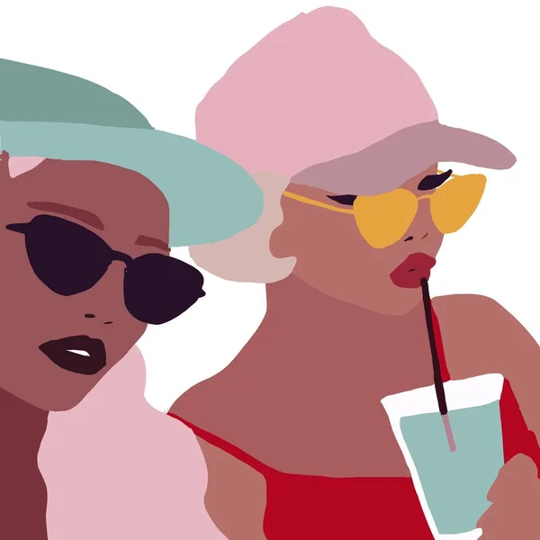 Black woman lifestyle illustration. African fashion girl