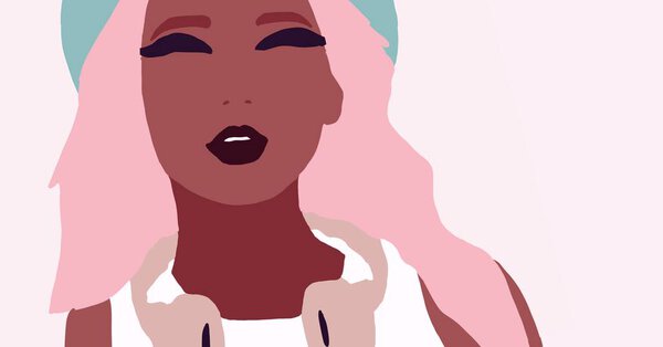 Black woman lifestyle illustration. African fashion girl