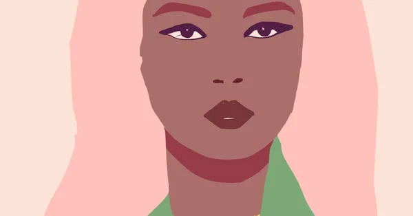 Femme Noire Africaine Illustration Style Vie — Photo