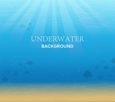 Underwater Background with Fishes, Sea plants and Coral Reefs. clipart
