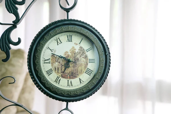 Vintage clock made of steel, closeup — Stock Photo, Image