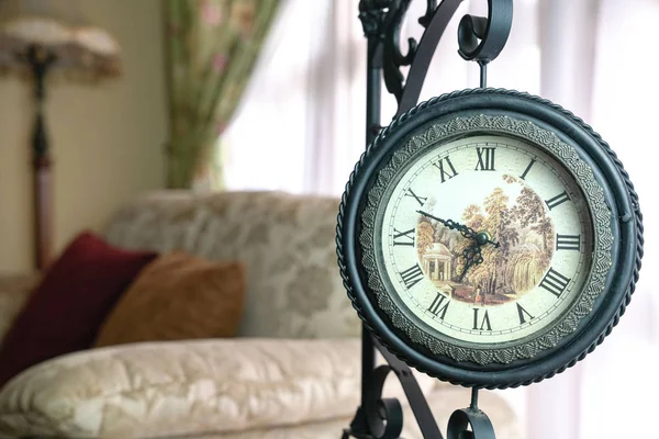 Vintage clock made of steel, closeup — Stok fotoğraf