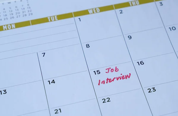 Job Interview Words Written Table Calendar Red Marker Employment Career — Stock Photo, Image