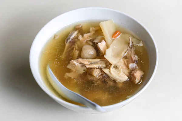 Chinese Traditional American Ginseng Soup Chicken Bones Served Bowl Top — Stock Photo, Image