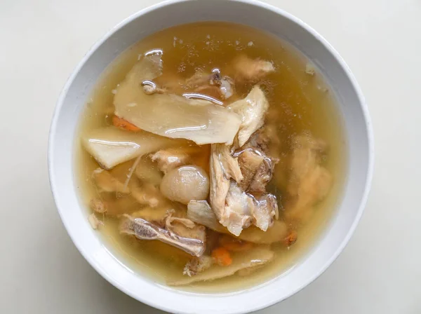 Chinese Traditional American Ginseng Soup Chicken Bones Served Bowl Top — Stock Photo, Image