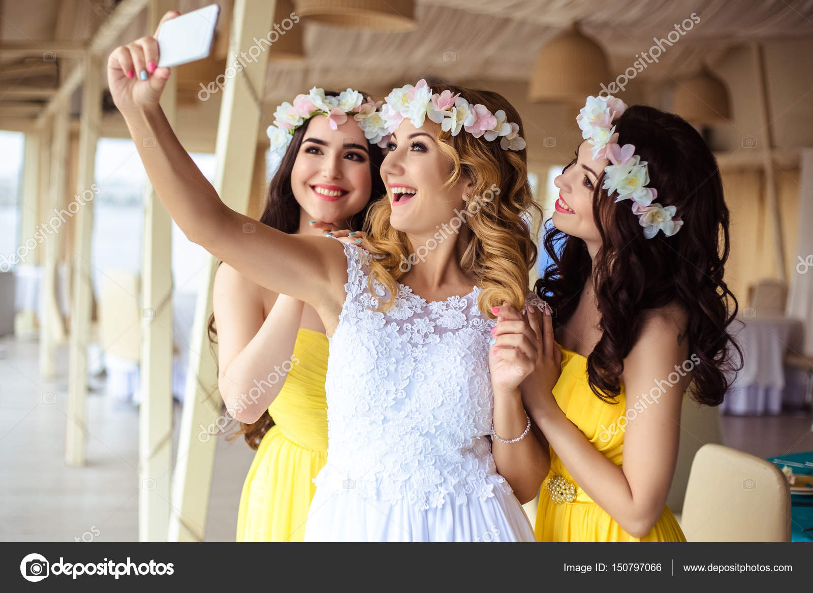 bride and two bridesmaids